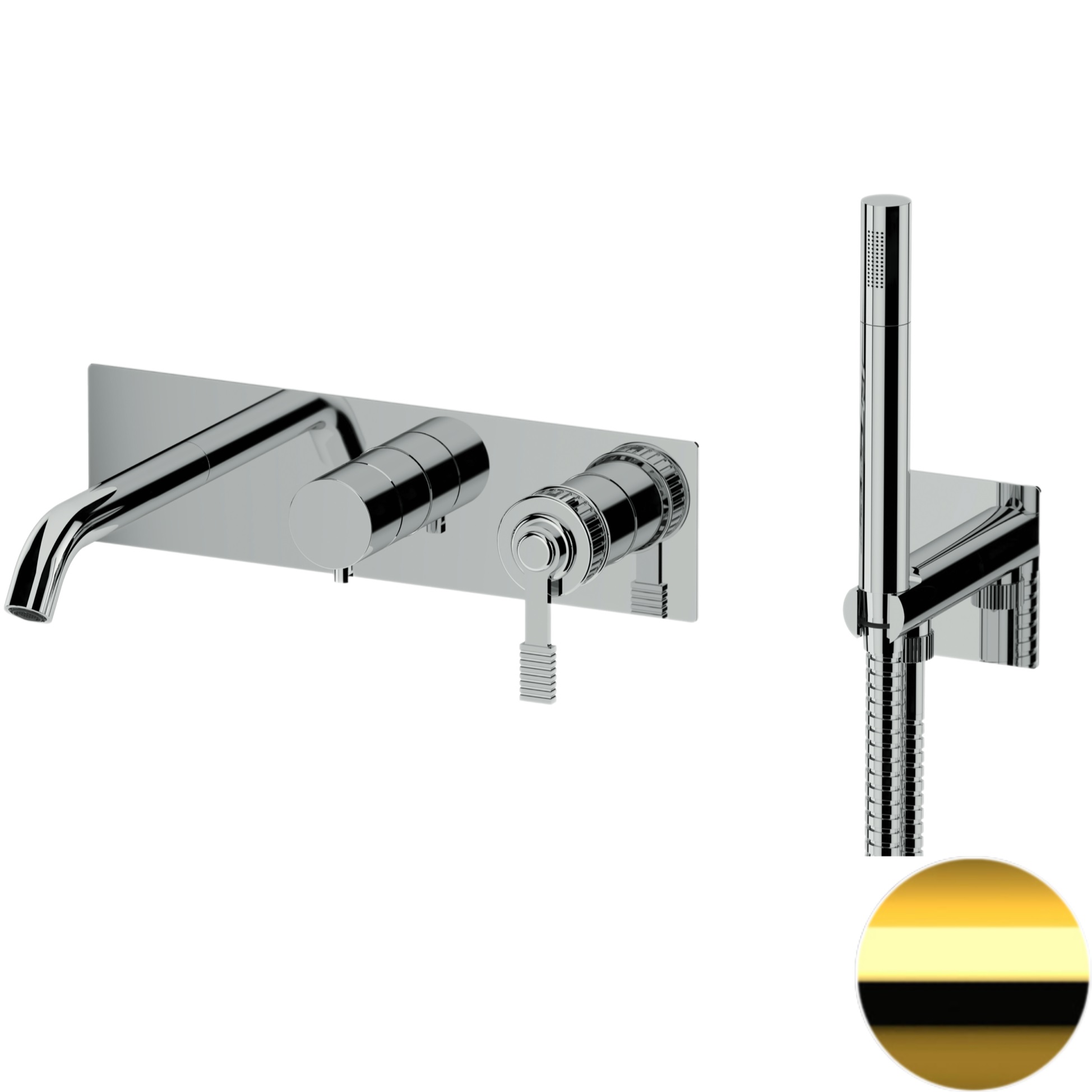 Смеситель для ванны скрытого монтажа Remer Atelier AL53D2DO (золотой)