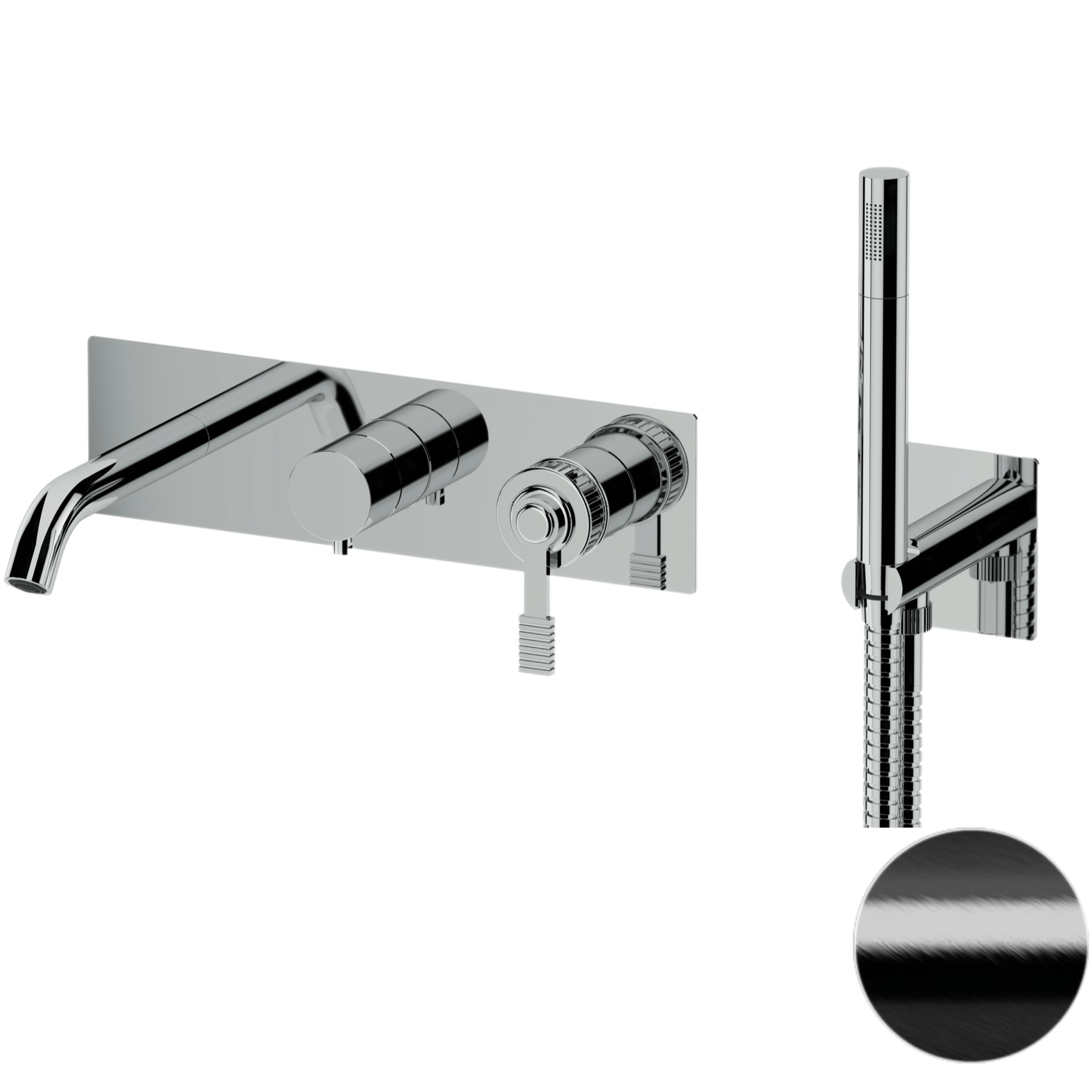 Смеситель для ванны скрытого монтажа Remer Atelier AL53D2CFP (черный брашированный хром)