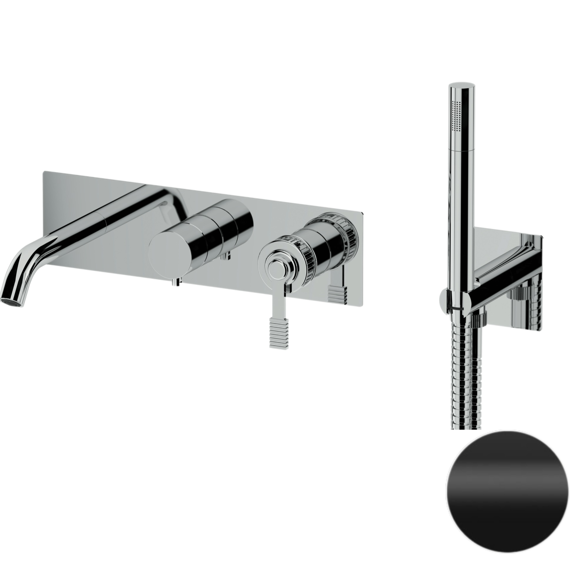 Смеситель для ванны скрытого монтажа Remer Atelier AL53D2NO (черный матовый)