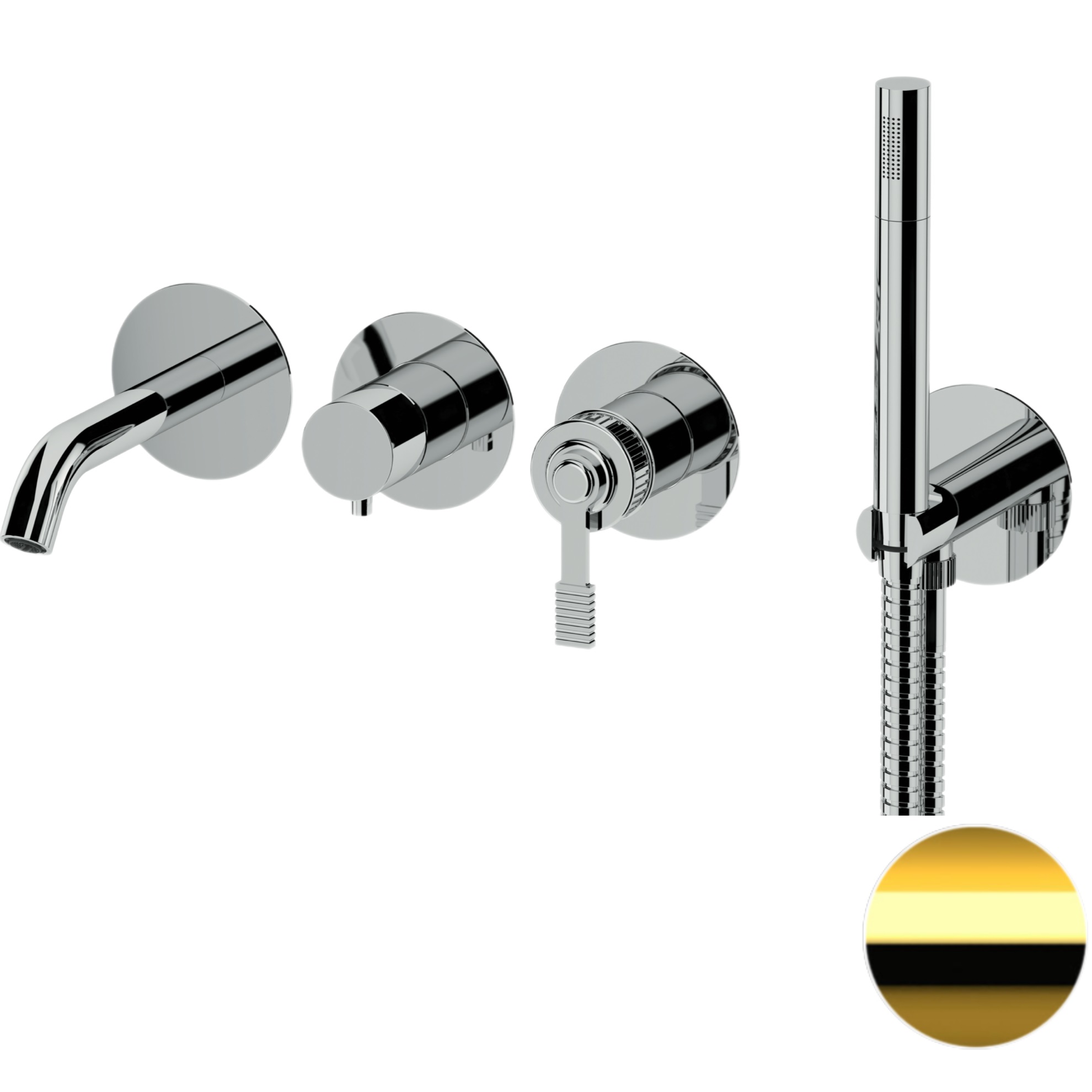 Смеситель для ванны скрытого монтажа Remer Atelier AL53D2PDO (золотой)