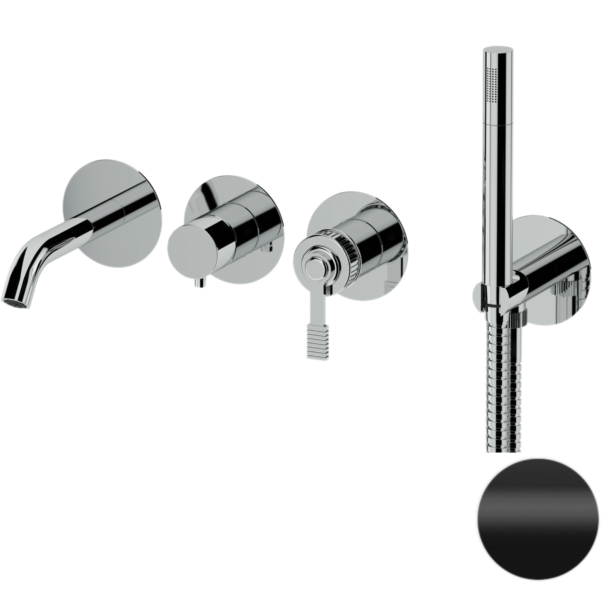 Смеситель для ванны скрытого монтажа Remer Atelier AL53D2PNO (черный матовый)