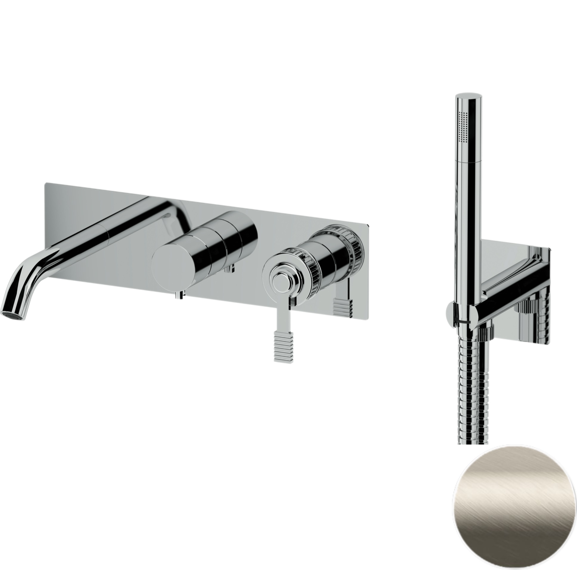 Смеситель для ванны скрытого монтажа Remer Atelier AL53D2XV (сталь)