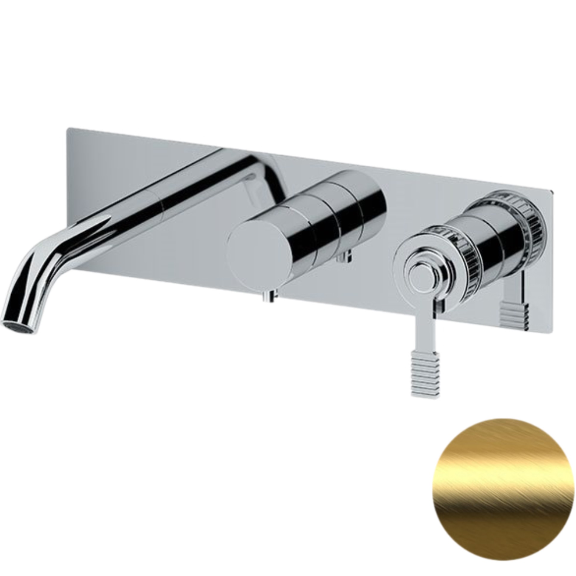 Смеситель для ванны скрытого монтажа Remer Atelier AL54D2BG (золото брашированное), с изливом