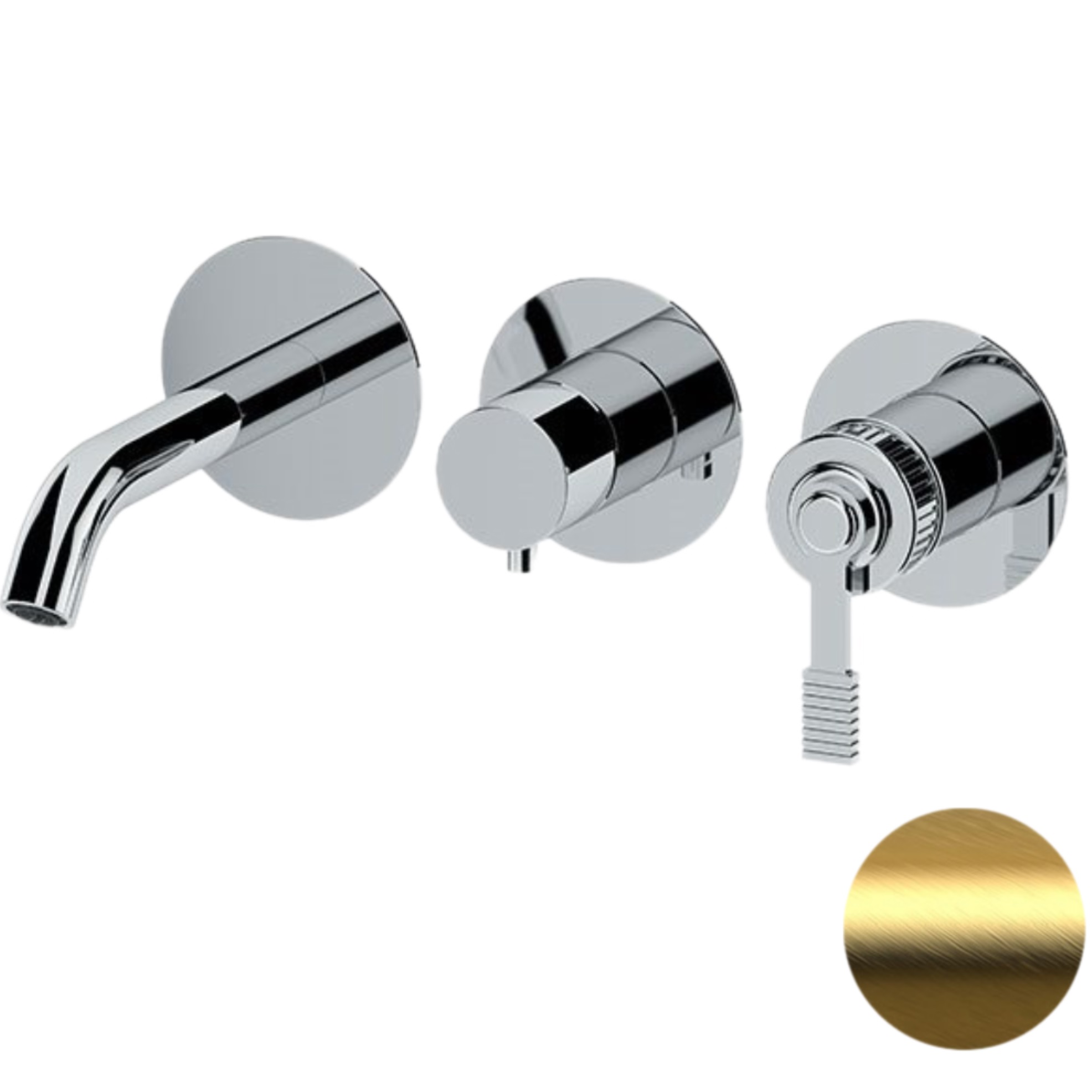 Смеситель для ванны скрытого монтажа Remer Atelier AL54D2PBG (золото брашированное), с изливом