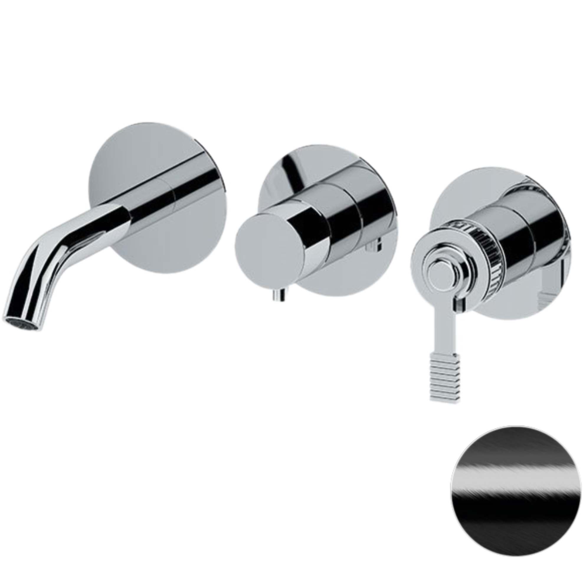 Смеситель для ванны скрытого монтажа Remer Atelier AL54D2PCFP (черный брашированный хром), с изливом