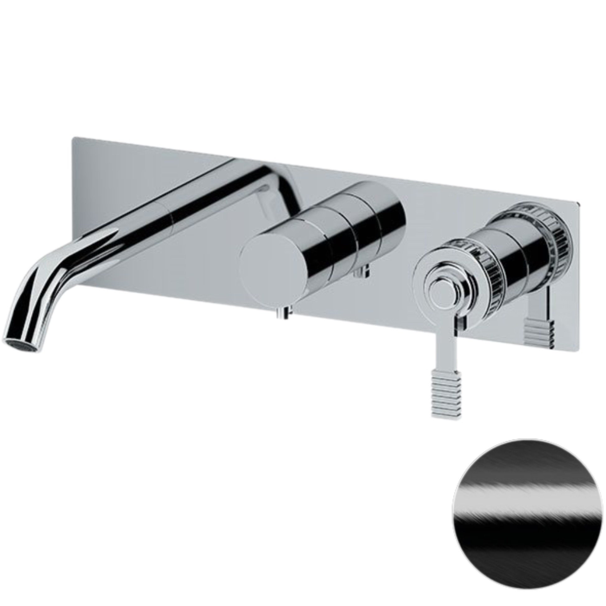 Смеситель для ванны скрытого монтажа Remer Atelier AL54D3CFP (черный брашированный хром), с изливом