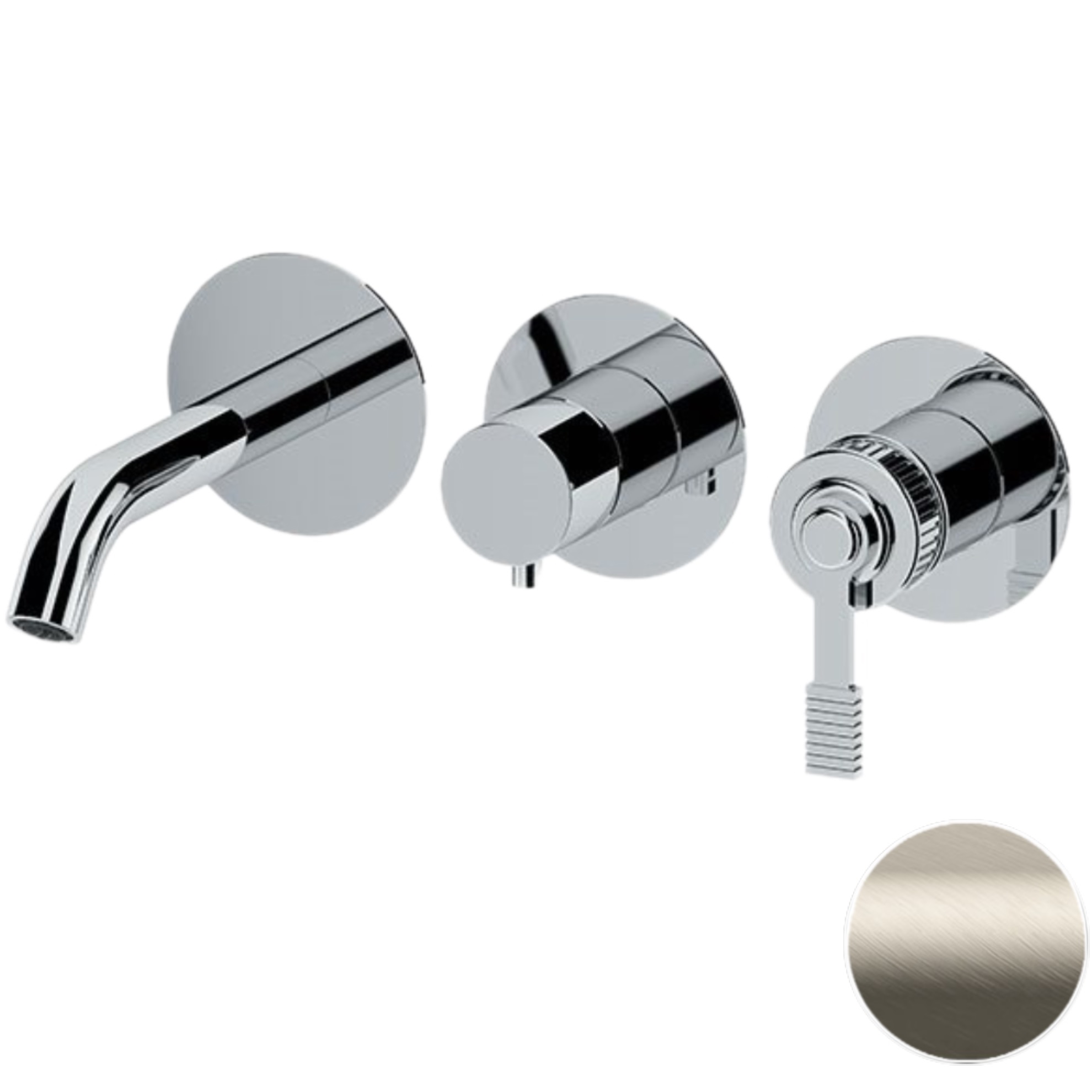 Смеситель для ванны скрытого монтажа Remer Atelier AL54D3PXV (сталь), с изливом