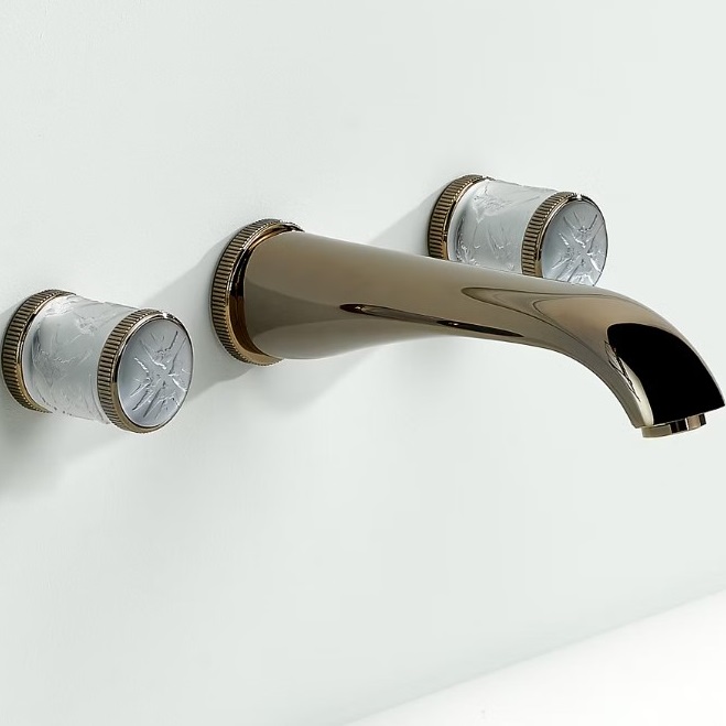 Смеситель для ванны скрытого монтажа THG Hirondelles A4J-H66-41SGB (амбра, прозрачный)