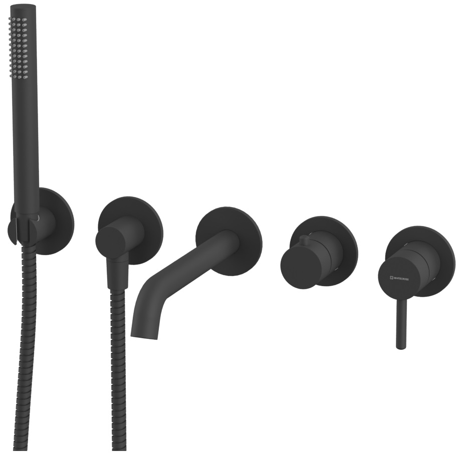 Смеситель для ванны скрытого монтажа Whitecross Серия Y YSET1240BL (черный матовый), с изливом