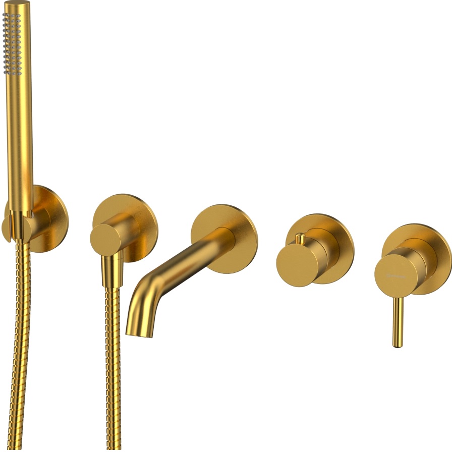 Смеситель для ванны скрытого монтажа Whitecross Серия Y YSET1240GLB (золото брашированное), с изливом