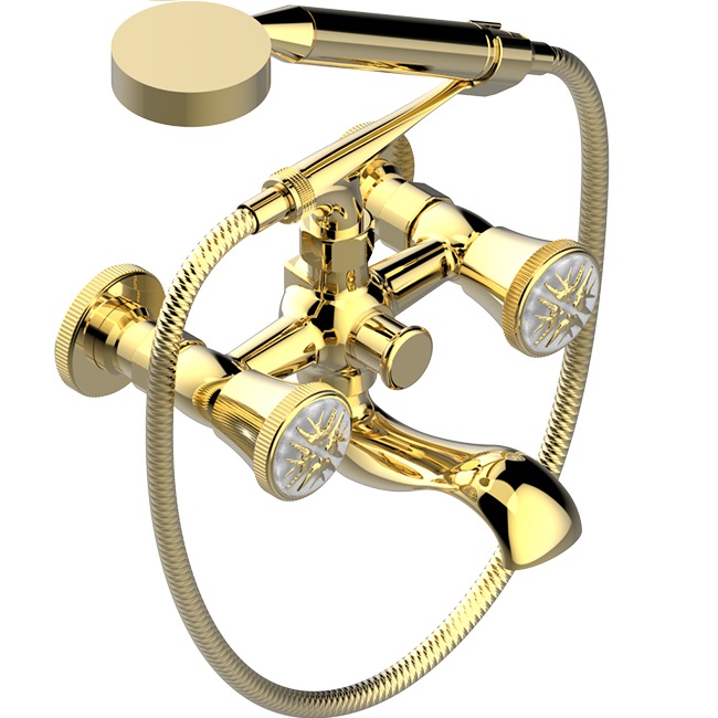 Смеситель для ванны THG Hirondelles Gold Stamped A4L-H52-13B (золотой), с ручным душем