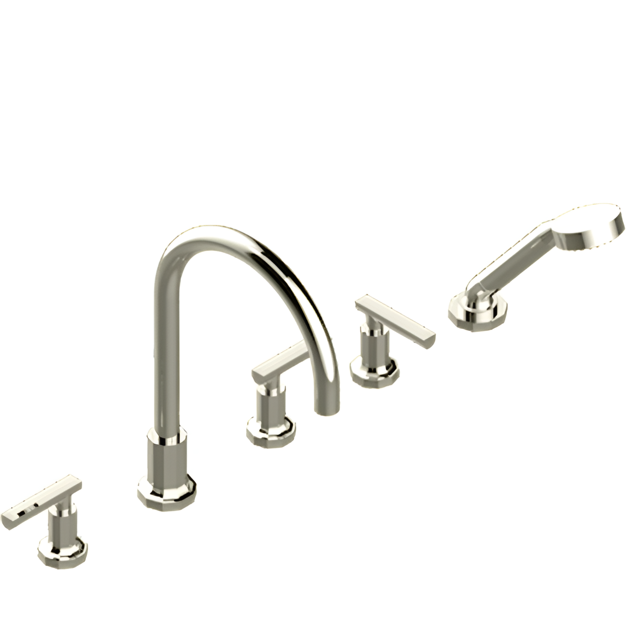 Смеситель на борт ванны THG Les Ondes G8B-С01-1132SG (никель), с изливом