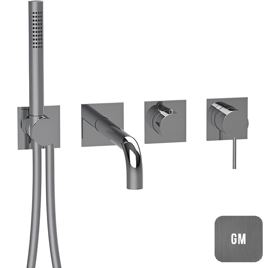 Смеситель для ванны встраиваемый Almar E180193.GM (оружейный металл брашированный PVD), с изливом