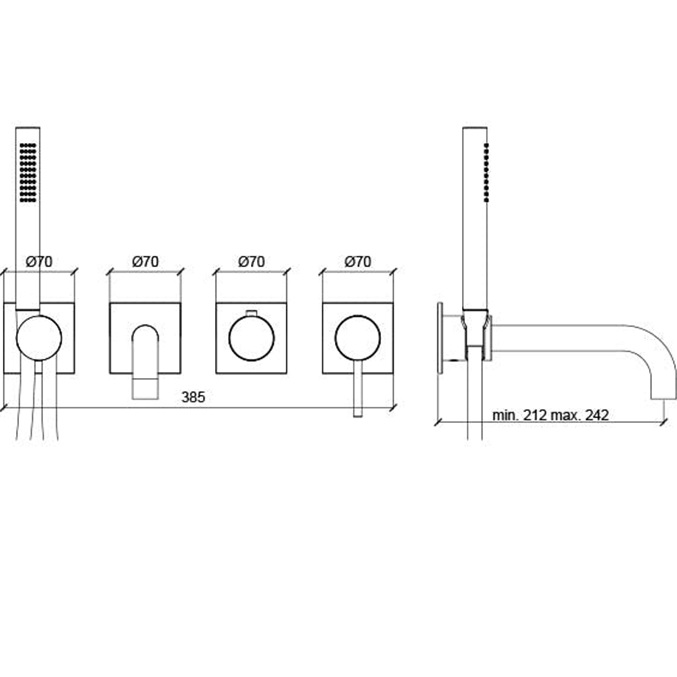 Смеситель для ванны встраиваемый Almar E180193.NB (никель брашированный), с изливом