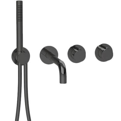 Смеситель для ванны встраиваемый Almar Modular E180135.AB (черный), с термостатом, с изливом