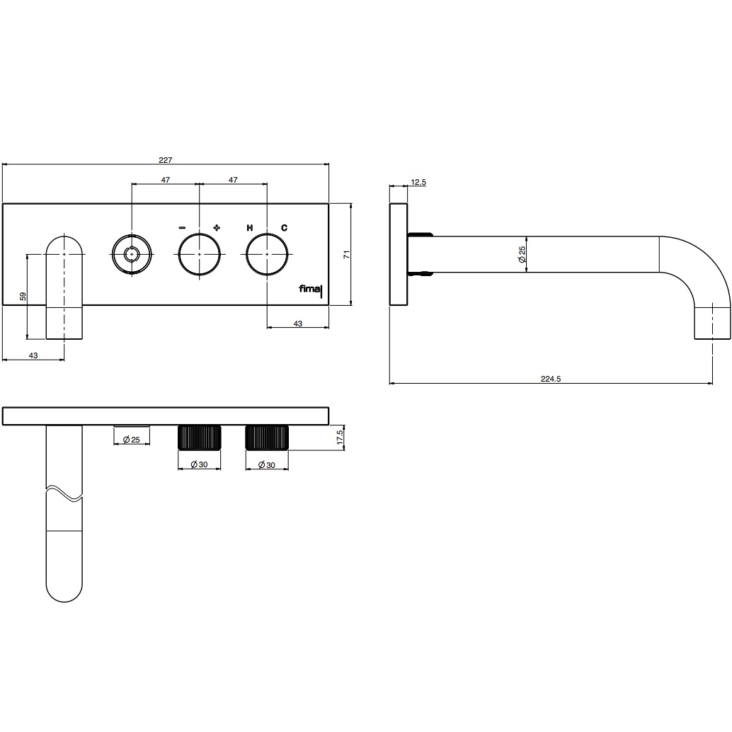 Смеситель для ванны встраиваемый Fima Carlo Frattini Switch On F5969X2/1CR (хром), с изливом