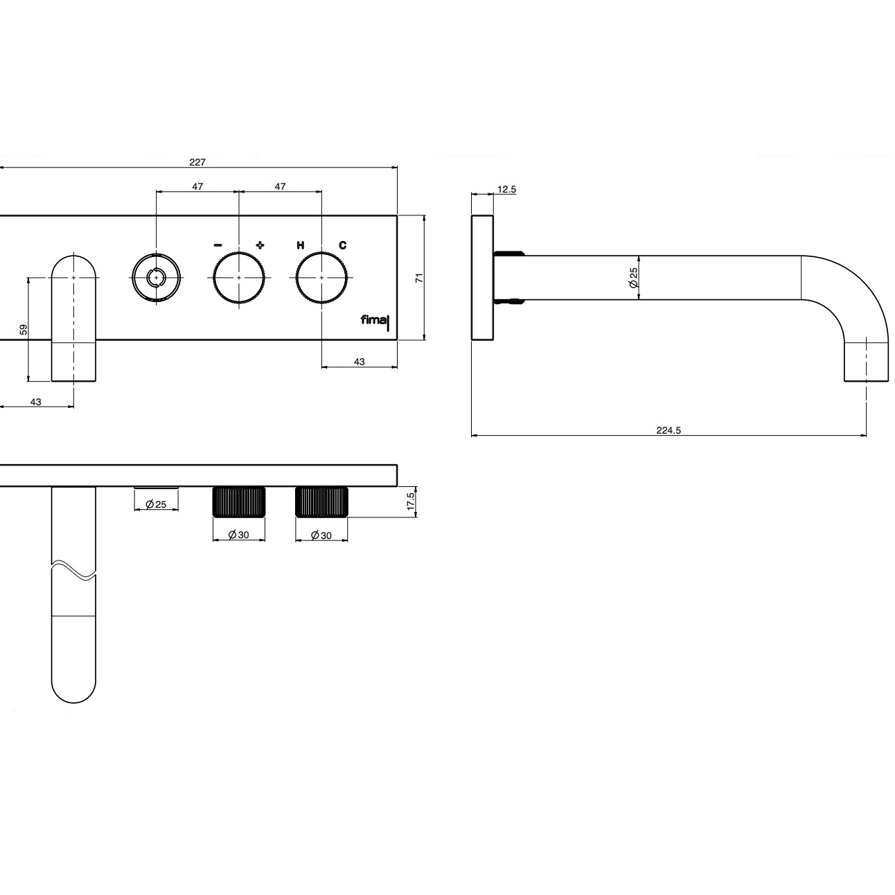 Смеситель для ванны встраиваемый Fima Carlo Frattini Switch On F5969X21NS (черный матовый), с изливом