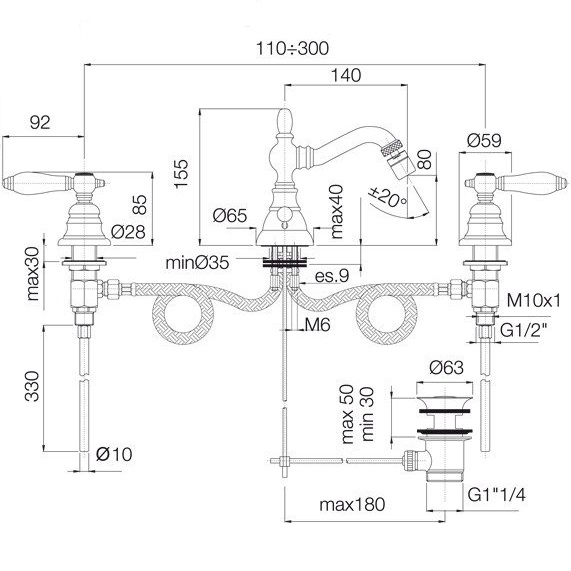 Смеситель на биде Fima Carlo Frattini Herend F5402CR (хром), с донным клапаном