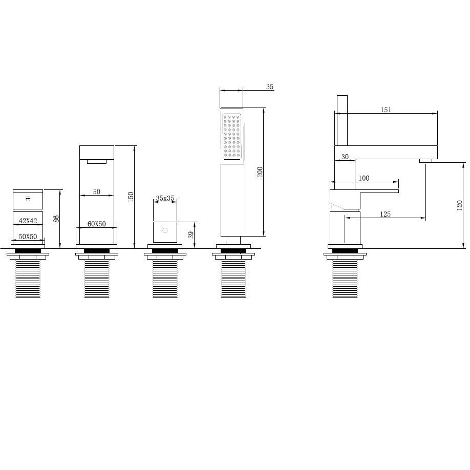 Смеситель на борт ванны Abber Daheim AF8213SP (сатин)