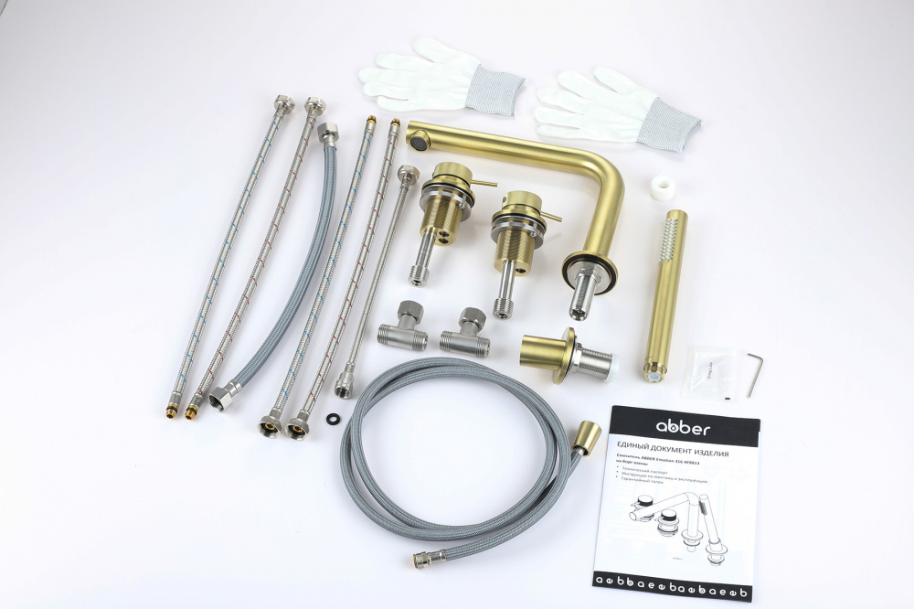 Смеситель на борт ванны Abber Emotion 316 AF8813BG (золото брашированное)