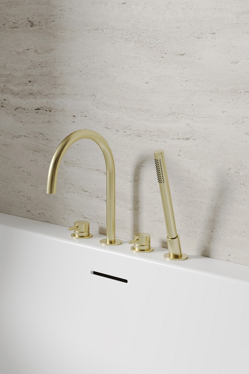 Смеситель на борт ванны Abber Wasser Kreis 316 AF8113BG (золото брашированное)