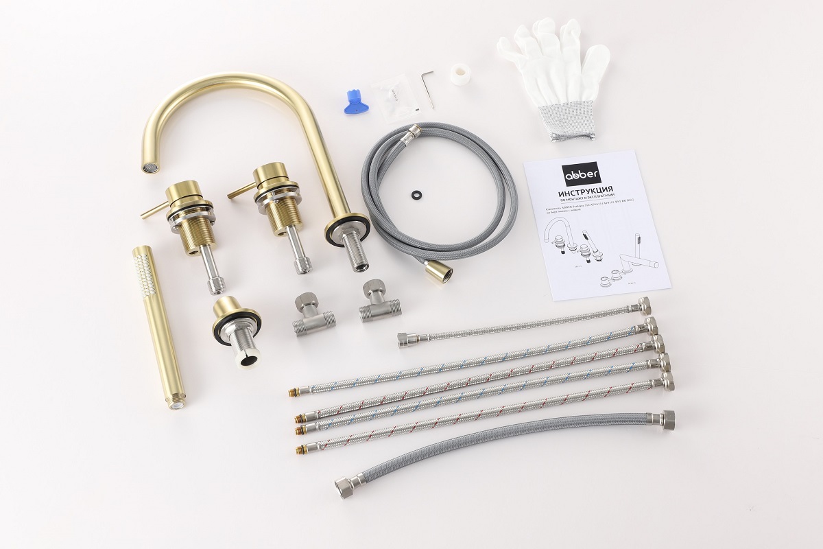 Смеситель на борт ванны Abber Wasser Kreis 316 AF8113BG (золото брашированное)