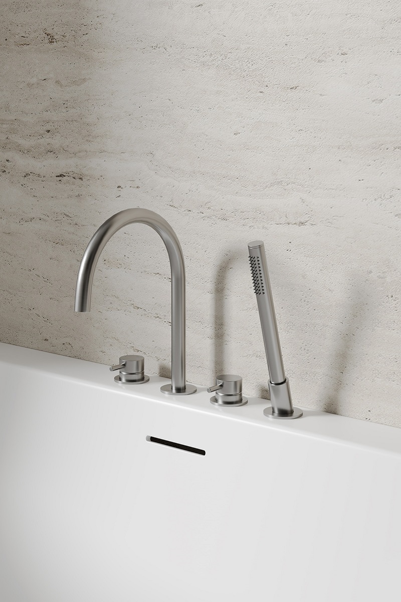 Смеситель на борт ванны Abber Wasser Kreis 316 AF8113BGG (оружейная сталь брашированная)