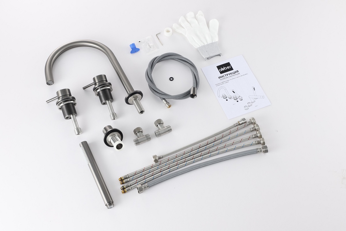 Смеситель на борт ванны Abber Wasser Kreis 316 AF8113BGG (оружейная сталь брашированная)