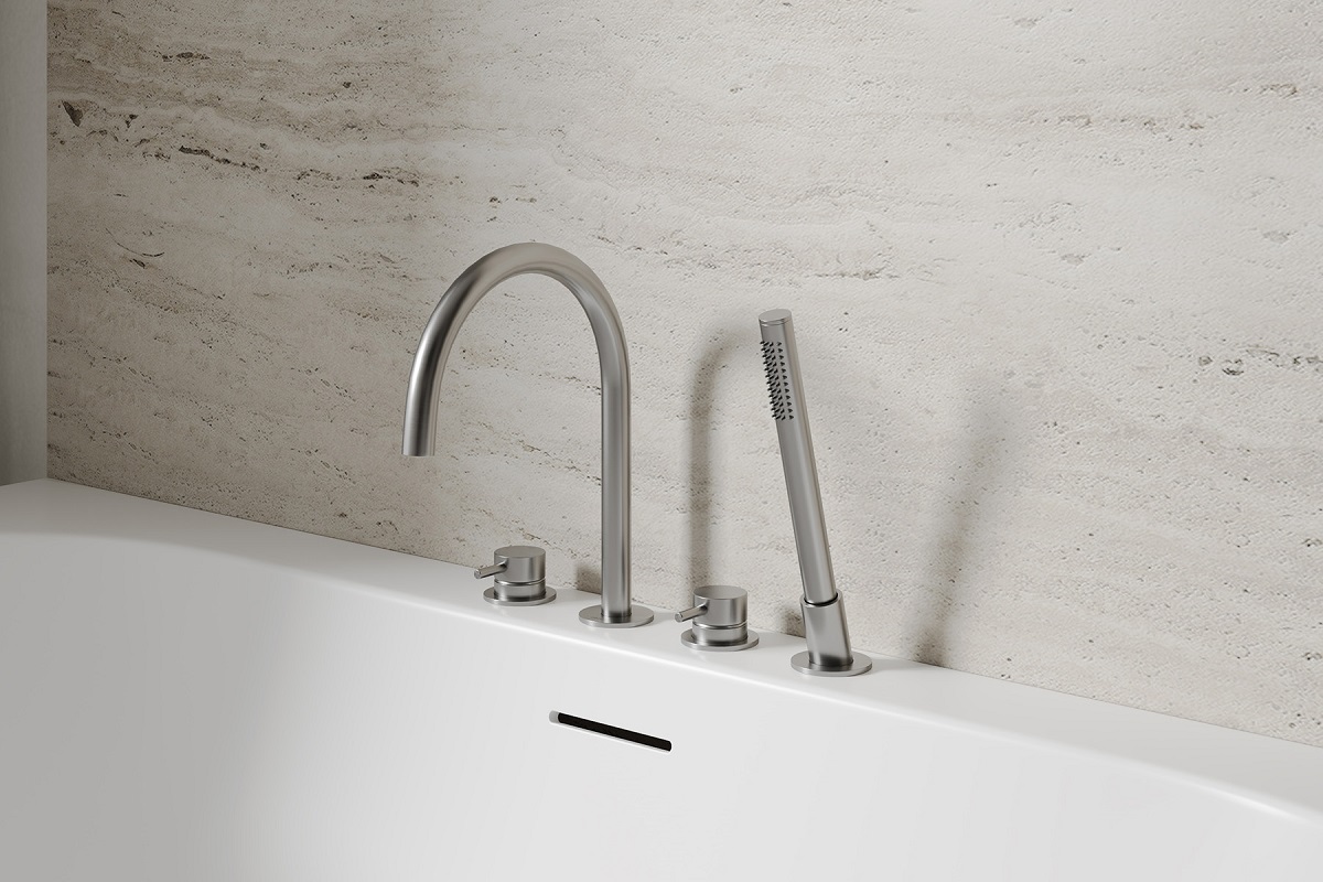 Смеситель на борт ванны Abber Wasser Kreis 316 AF8113BGG (оружейная сталь брашированная)