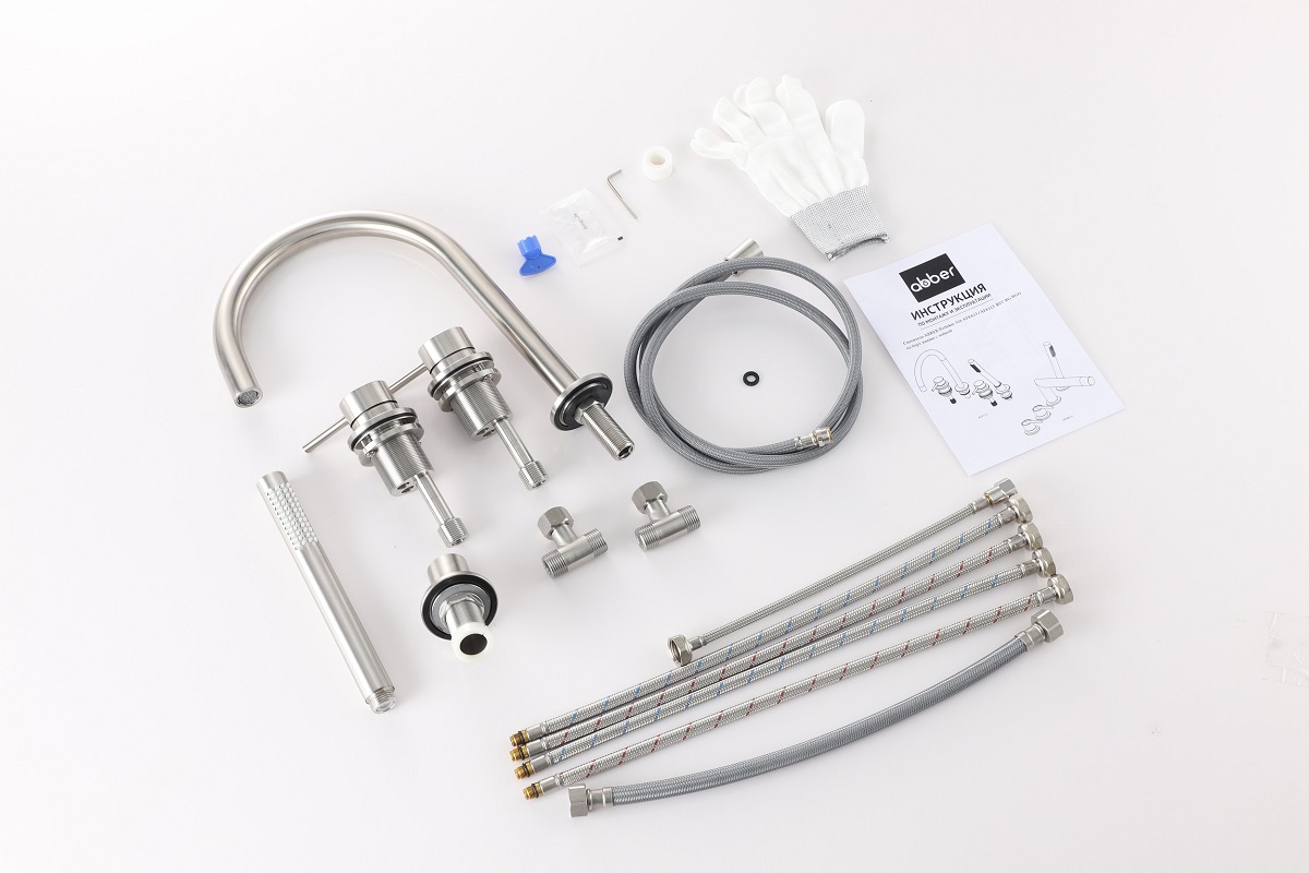 Смеситель на борт ванны Abber Wasser Kreis 316 AF8113BST (сталь брашированная)