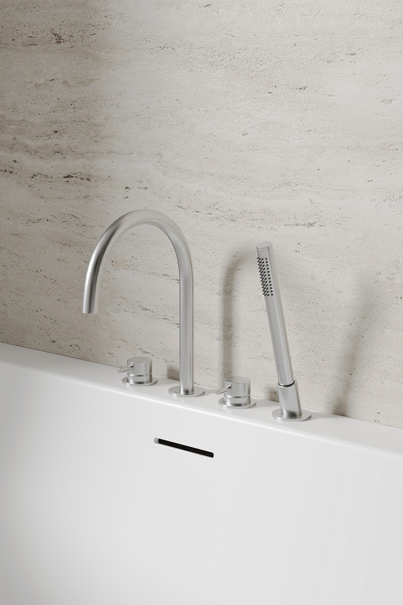 Смеситель на борт ванны Abber Wasser Kreis 316 AF8113BST (сталь брашированная)