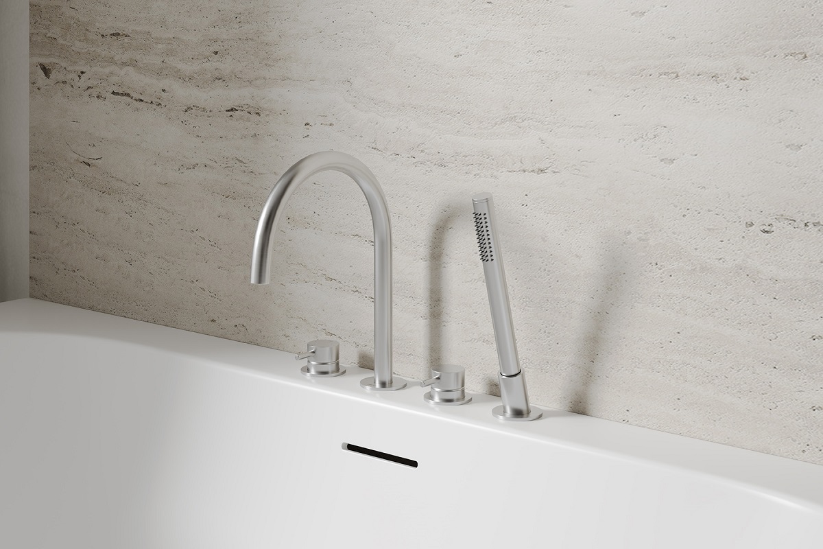 Смеситель на борт ванны Abber Wasser Kreis 316 AF8113BST (сталь брашированная)