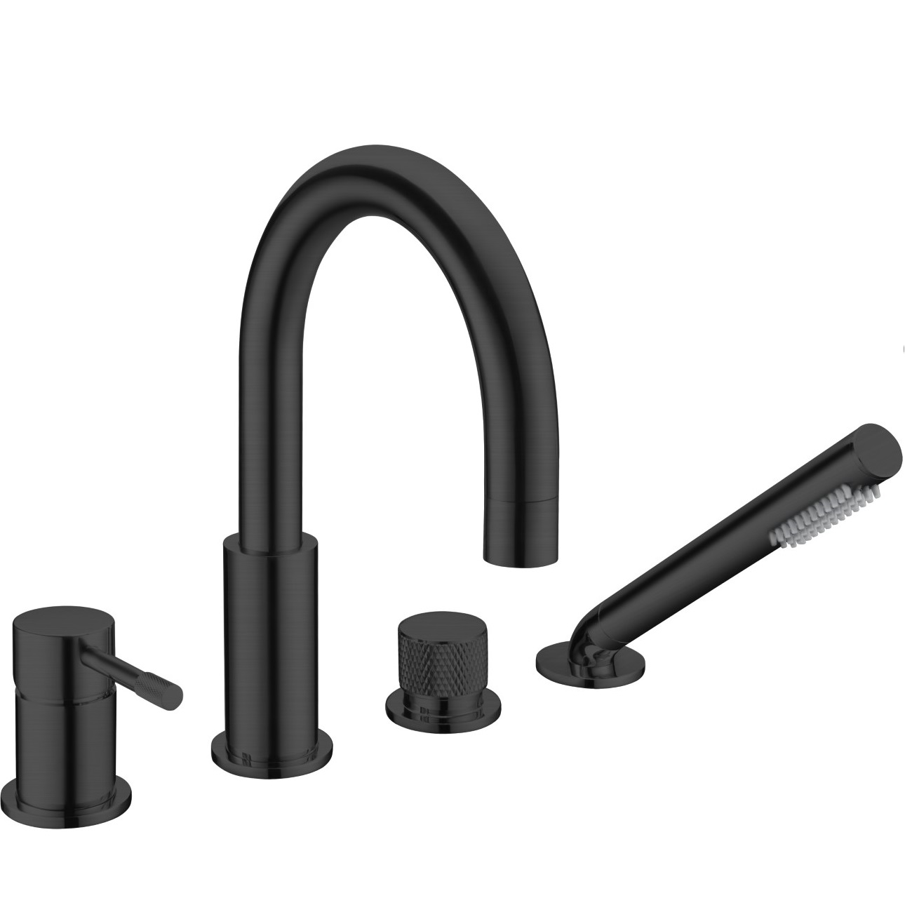 Смеситель на борт ванны Boheme Uno 460-B (черный матовый), с изливом