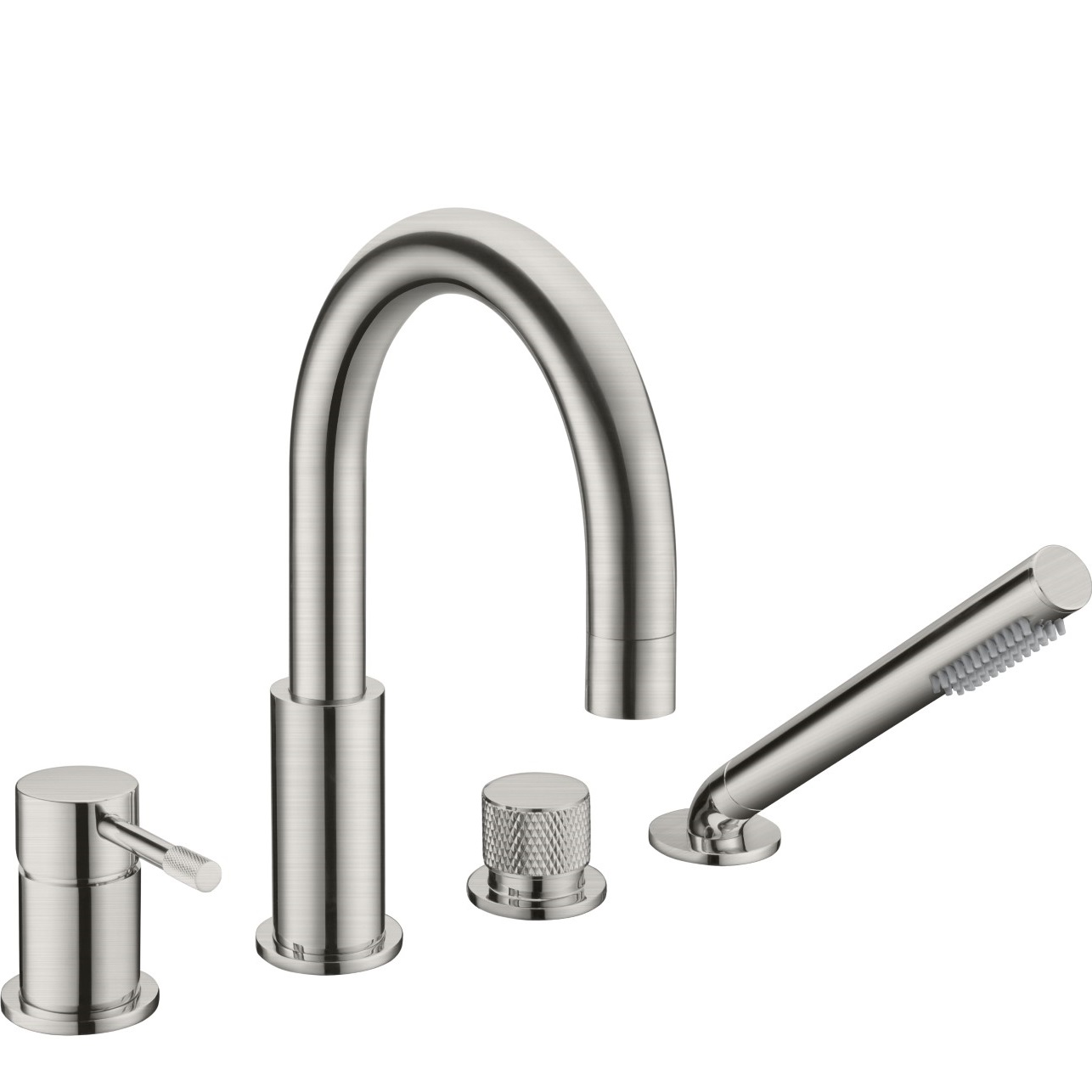 Смеситель на борт ванны Boheme Uno 460-NB (никель брашированный), с изливом