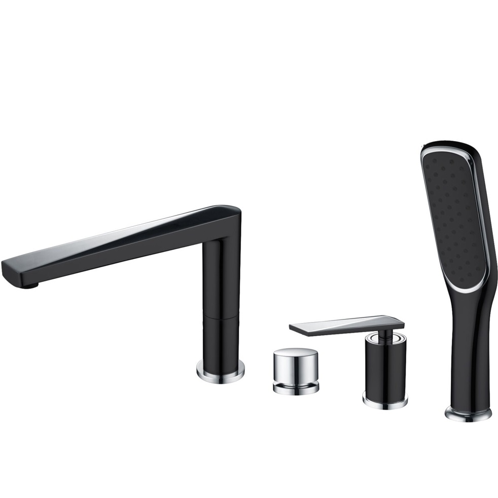 Смеситель на борт ванны Boheme Venturo 370-B (хром, черный матовый), с изливом