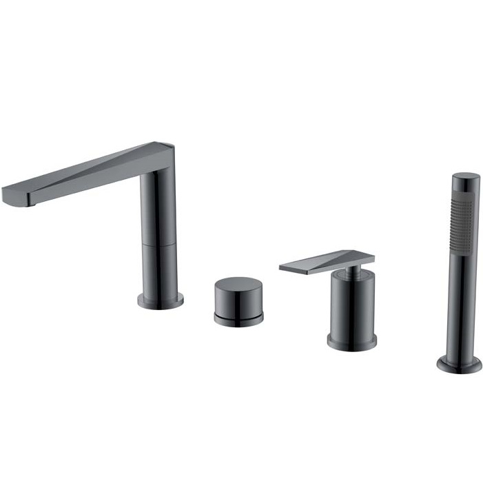 Смеситель на борт ванны Boheme Venturo 370-SGM (оружейный металл глянцевый), с изливом