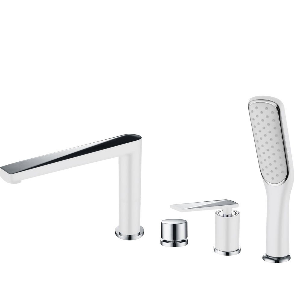 Смеситель на борт ванны Boheme Venturo 370-W (хром, белый), с изливом