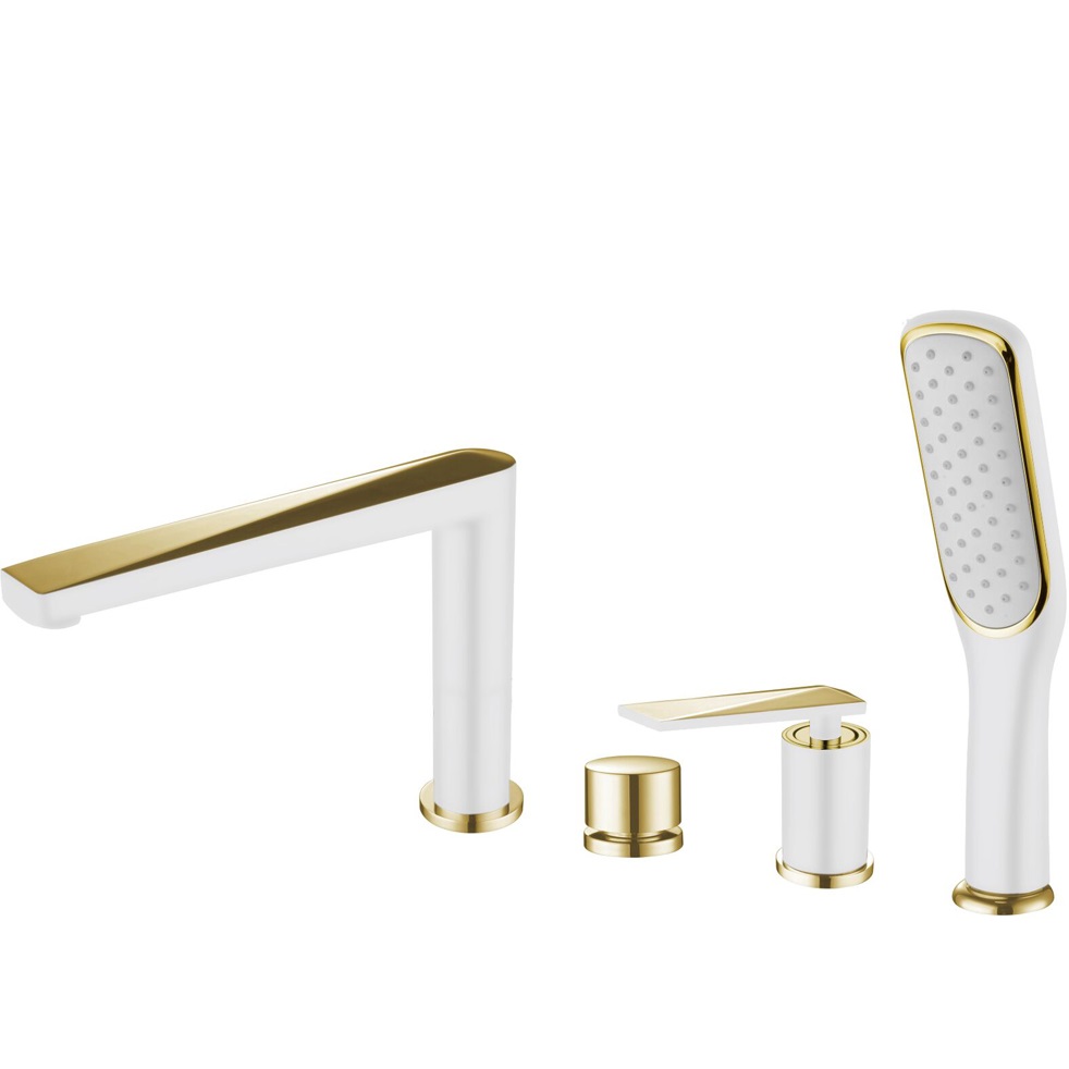 Смеситель на борт ванны Boheme Venturo 380-W (золотой, белый), с изливом