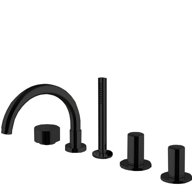 Смеситель на борт ванны двойной Fima Carlo Frattini So F3174NS (черный матовый), с изливом