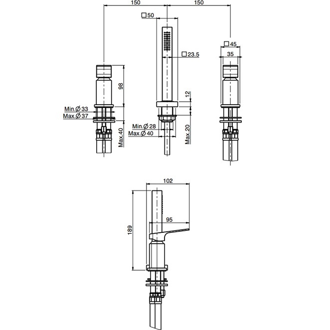 Смеситель на борт ванны Fima Carlo Frattini Fit F3394/1NCR (хром), без излива