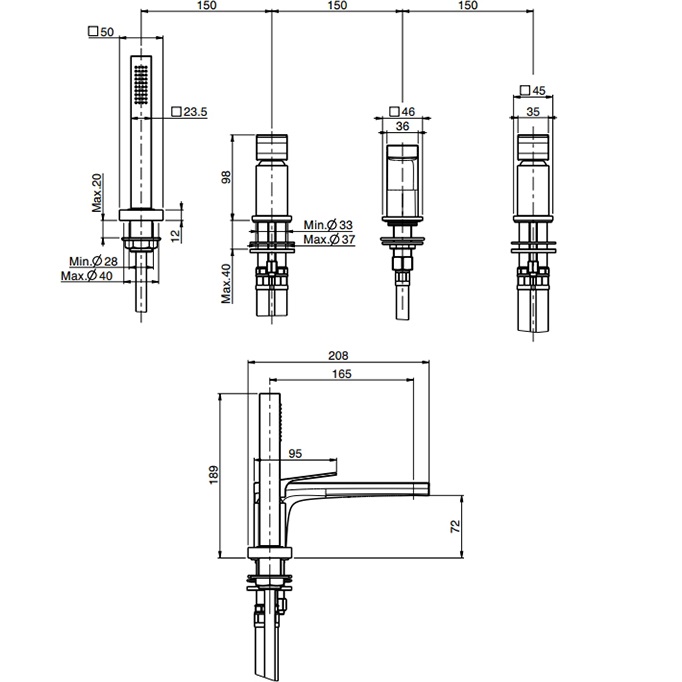 Смеситель на борт ванны Fima Carlo Frattini Fit F3394NCR (хром), с изливом