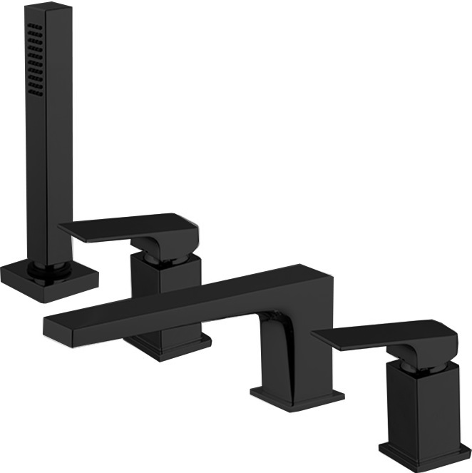 Смеситель на борт ванны Fima Carlo Frattini Fit F3394NNS (черный матовый), с изливом