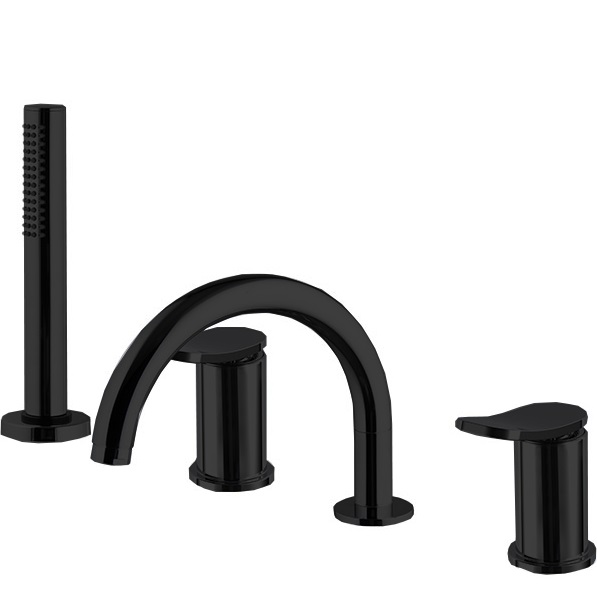 Смеситель на борт ванны Fima Carlo Frattini Flo F3814NNS (черный матовый), с изливом