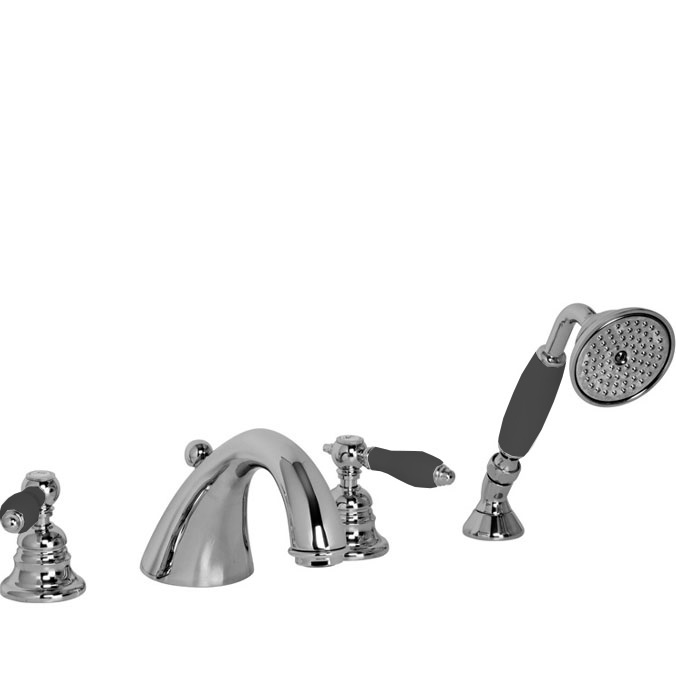 Смеситель на борт ванны Fima Carlo Frattini Herend F5414CNCR (хром, черные ручки), с изливом