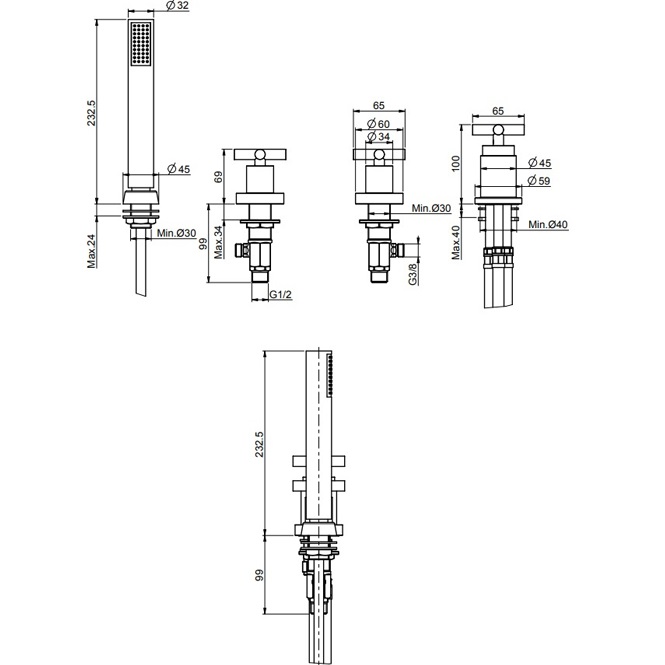 Смеситель на борт ванны Fima Carlo Frattini Maxima F5314/2CR (хром), без излива