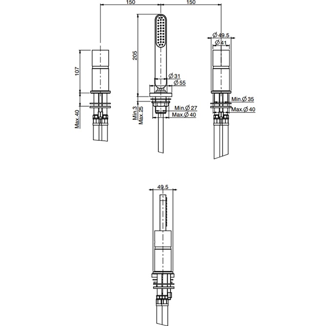Смеситель на борт ванны Fima Carlo Frattini Nomos Go F4174/1NCR (хром), без излива