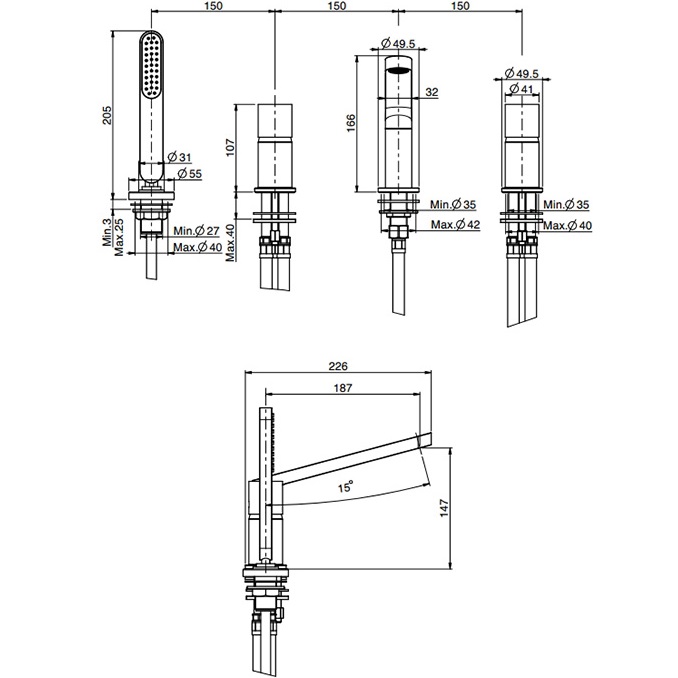 Смеситель на борт ванны Fima Carlo Frattini Nomos Go F4174NCR (хром), с изливом