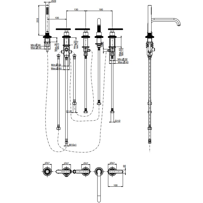 Смеситель на борт ванны Fima Carlo Frattini Park Lane F1324CR (хром), с изливом