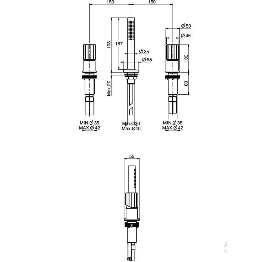Смеситель на борт ванны Fima Carlo Frattini Spillo Tech F3044/1TNXCR (хром), без излива