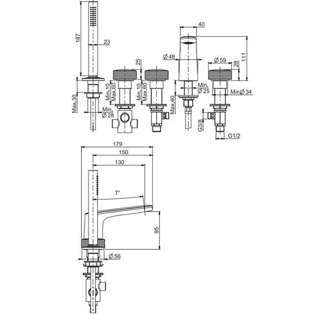 Смеситель на борт ванны Fima Carlo Frattini Texture Collection F5614HCR (хром), с изливом